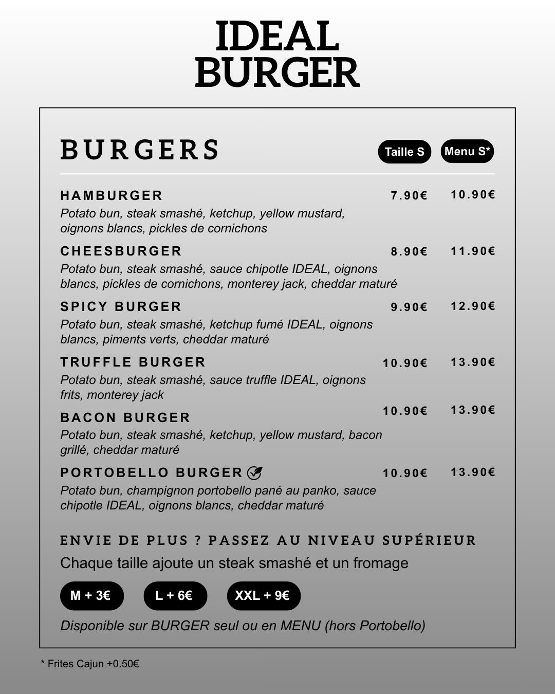 Menu Ideal Burger